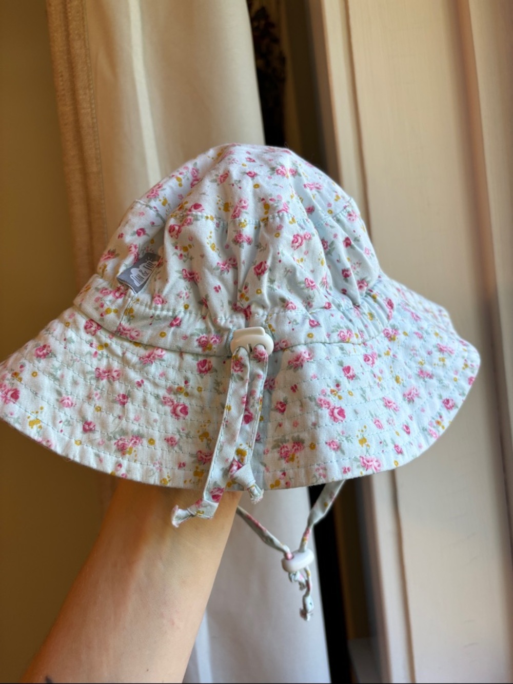 Jan & Jul Kids Floral Sun Hat With Drawstrings Size Small